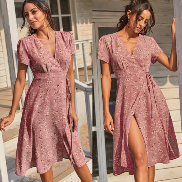 Boho floral print wrap dress - Picture 3 of 3